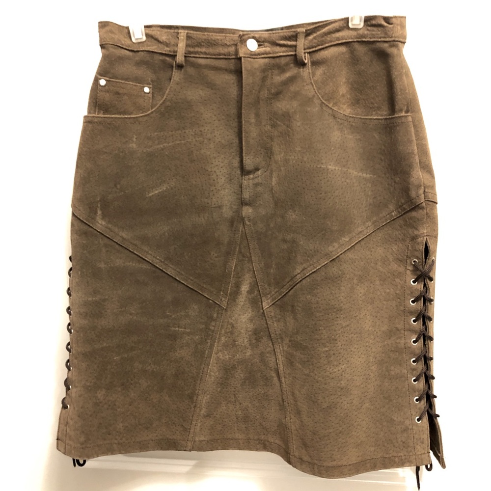 Vintage 👢 Chocolate Leather skirt cowgirl